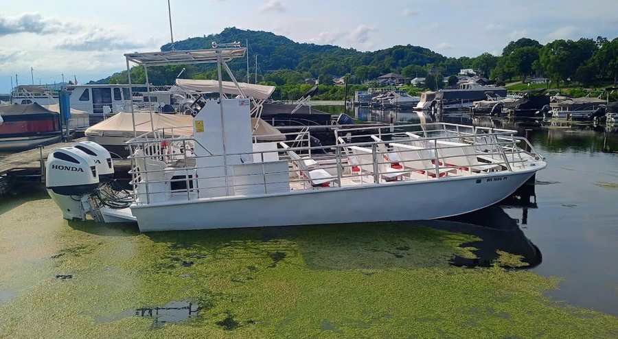 The Wild Goose tour boat on the river